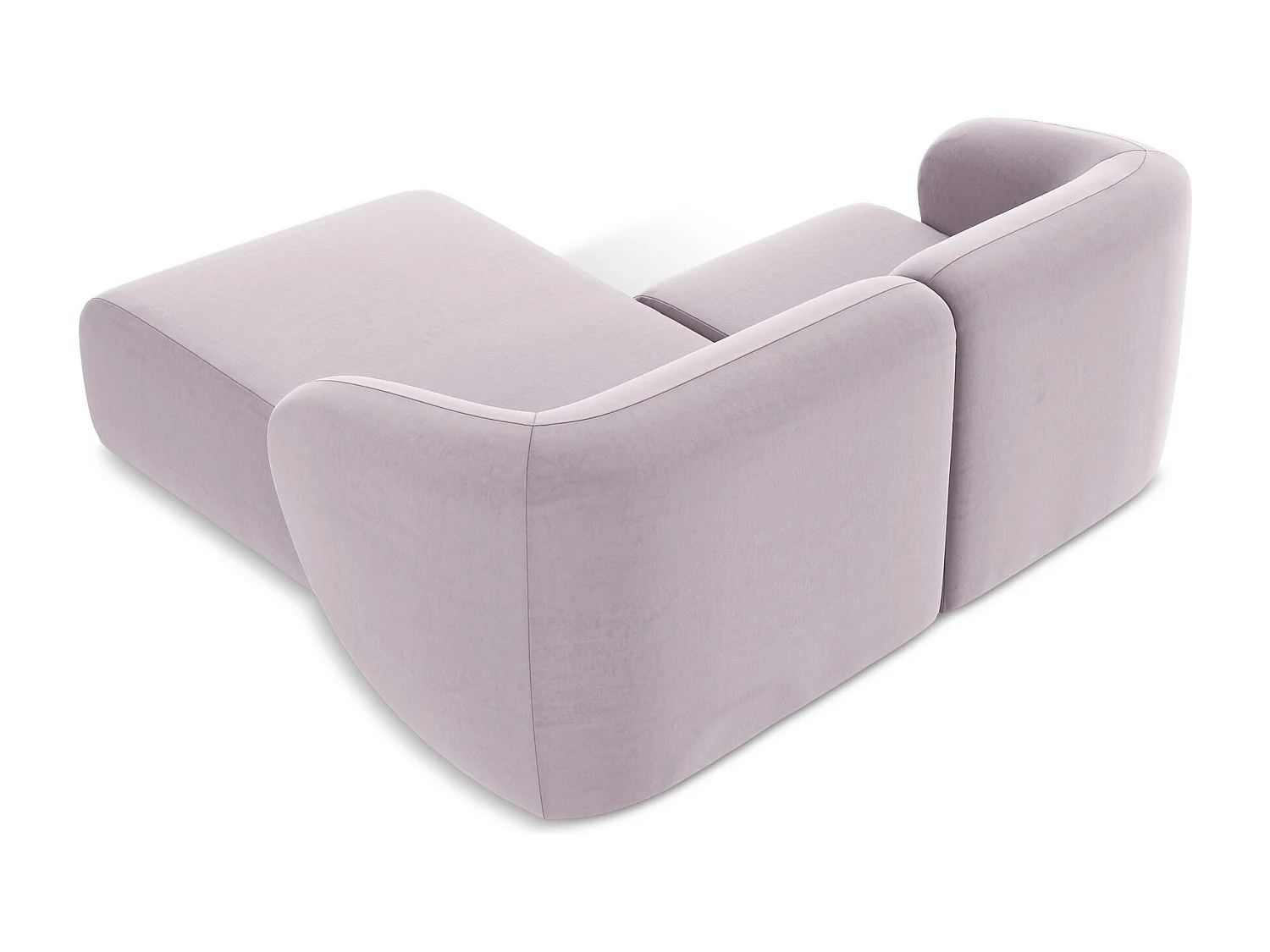 Canapé d'angle 2,5 places modulaire droit en velours - lavande - LANI