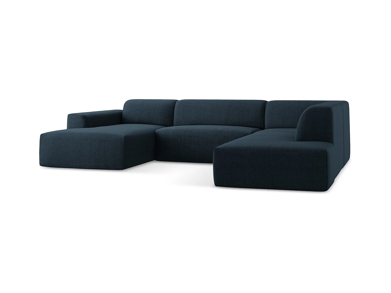 Große Wohnlandschaft Rechts - - Strukturstoff - Königsblau - KELI