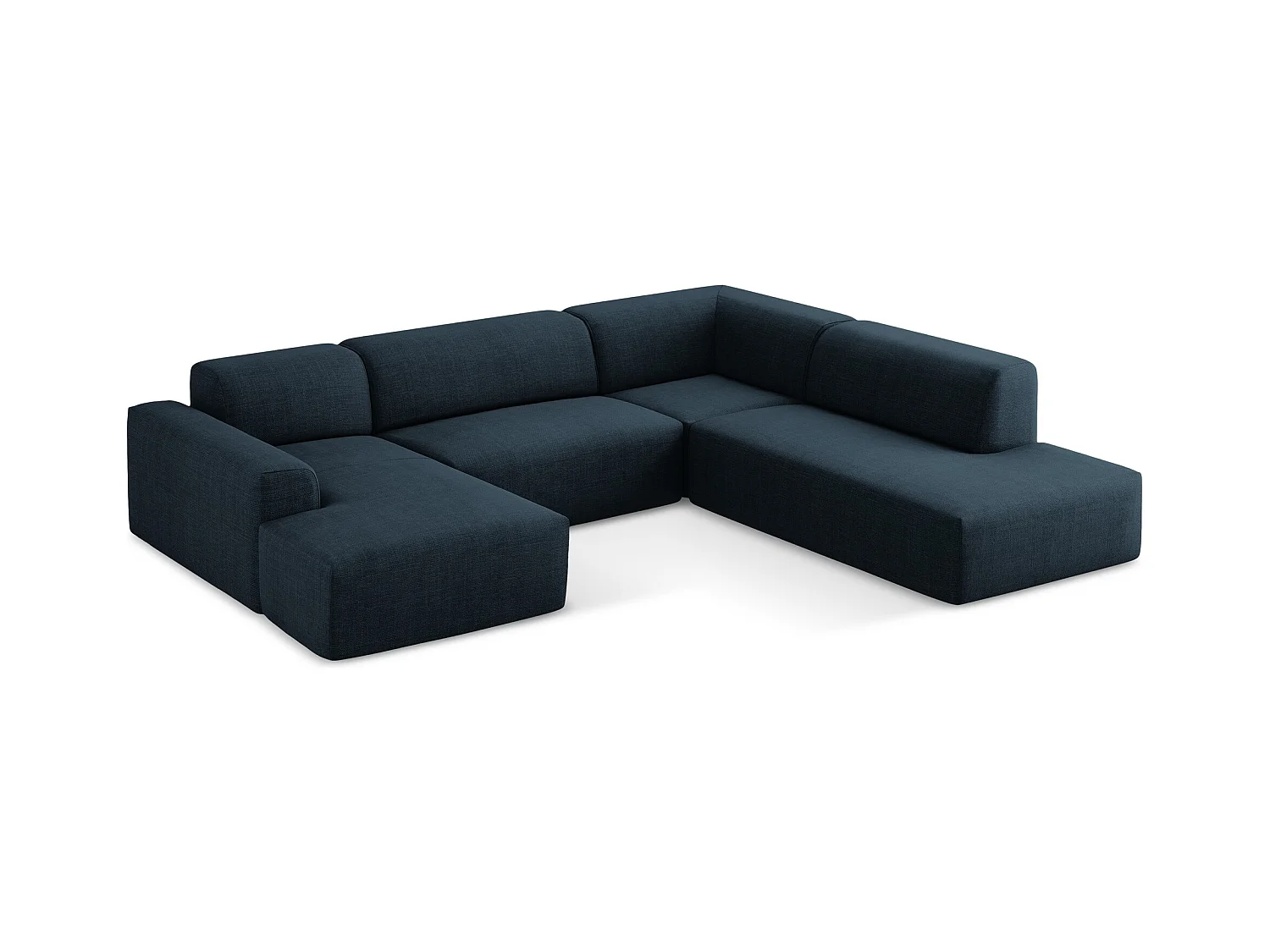 Große Wohnlandschaft Rechts - - Strukturstoff - Königsblau - KELI