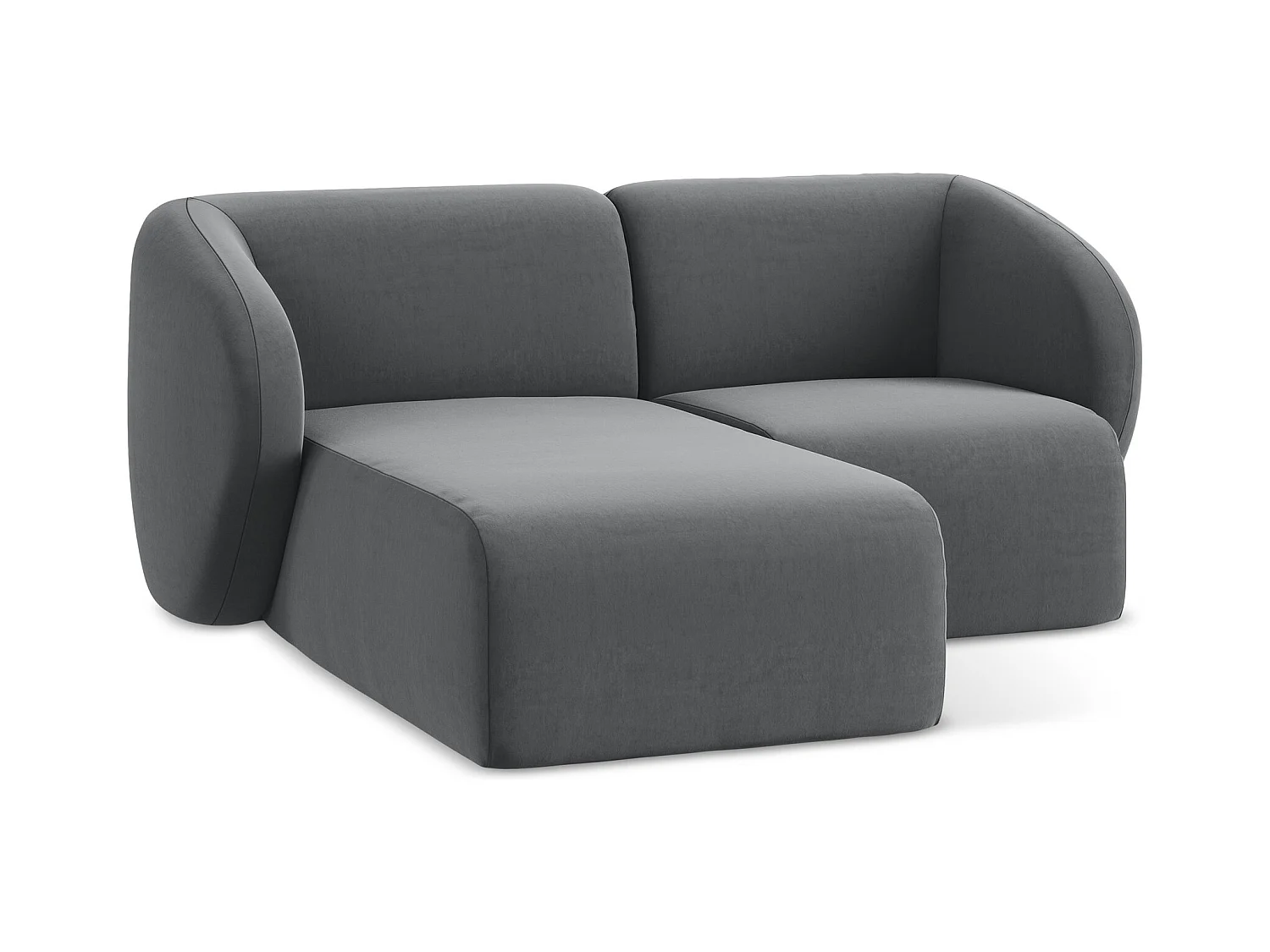 2,5-Sitzer Modulares Ecksofa - Ecke Links - Samt - Stahl - LANI