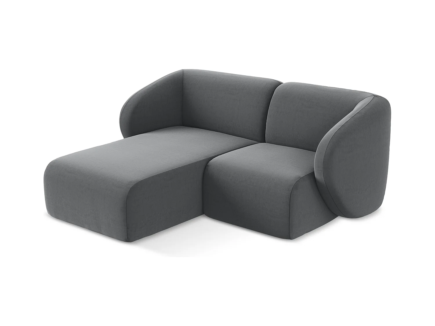2,5-Sitzer Modulares Ecksofa - Ecke Links - Samt - Stahl - LANI