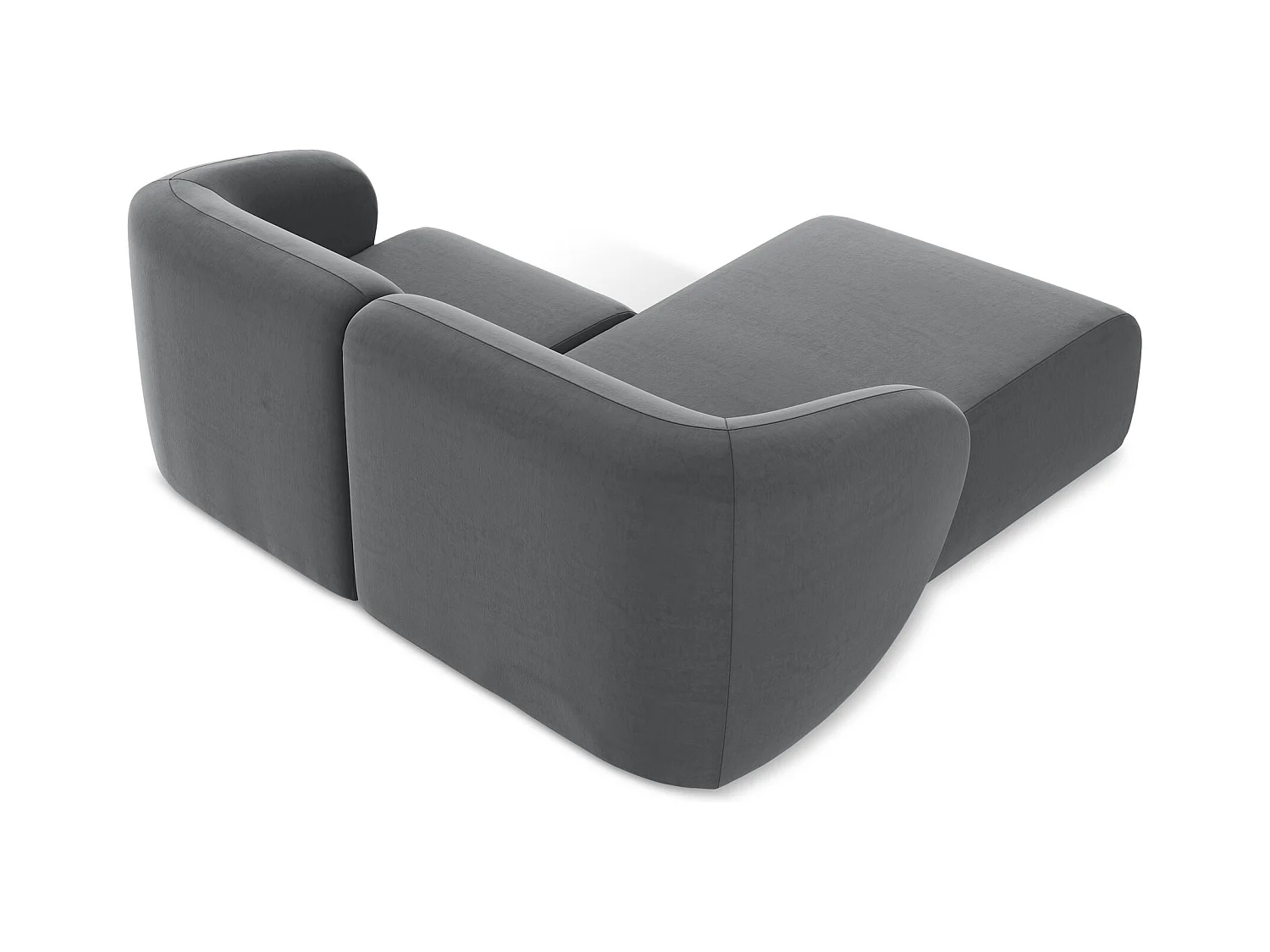 2,5-Sitzer Modulares Ecksofa - Ecke Links - Samt - Stahl - LANI