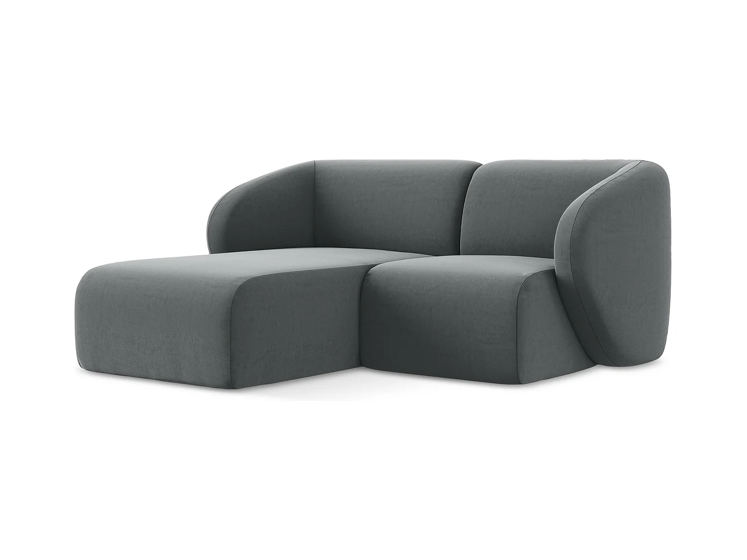 2,5-Sitzer Modulares Ecksofa - Ecke Links - Samt - Stahl - LANI