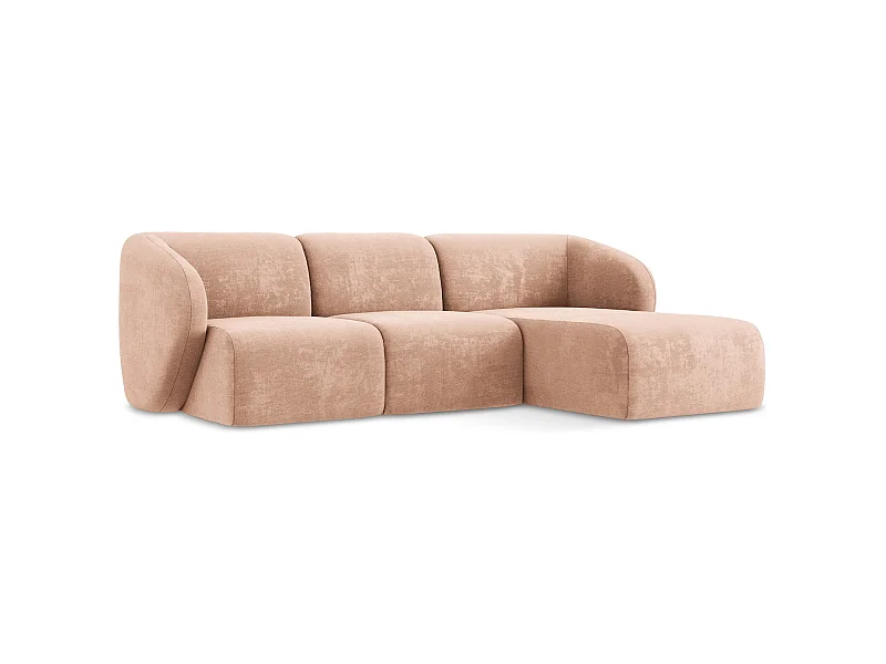 3-Sitzer Modulares Ecksofa - Ecke Rechts - Chenille - Pfirsich - LANI
