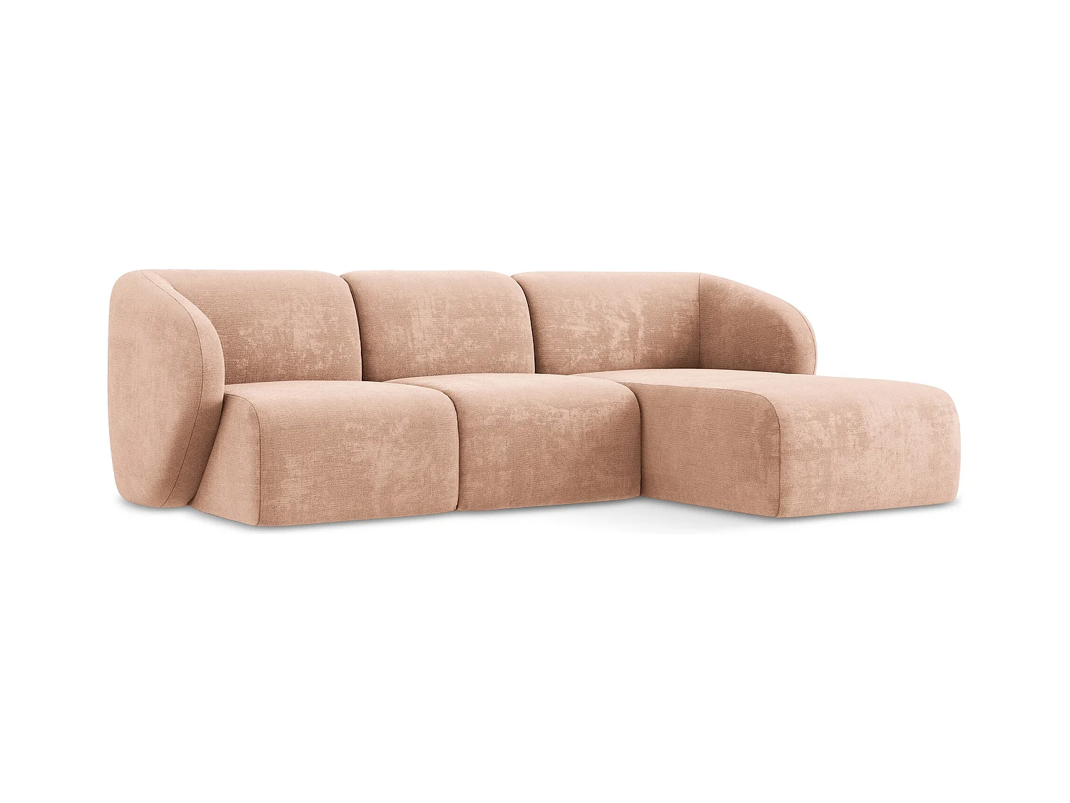 3-Sitzer Modulares Ecksofa - Ecke Rechts - Chenille - Pfirsich - LANI