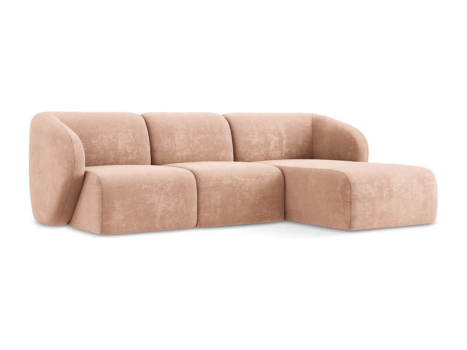 Canapé d'angle 3 places modulaire droit en tissu chenille - pêche - LANI