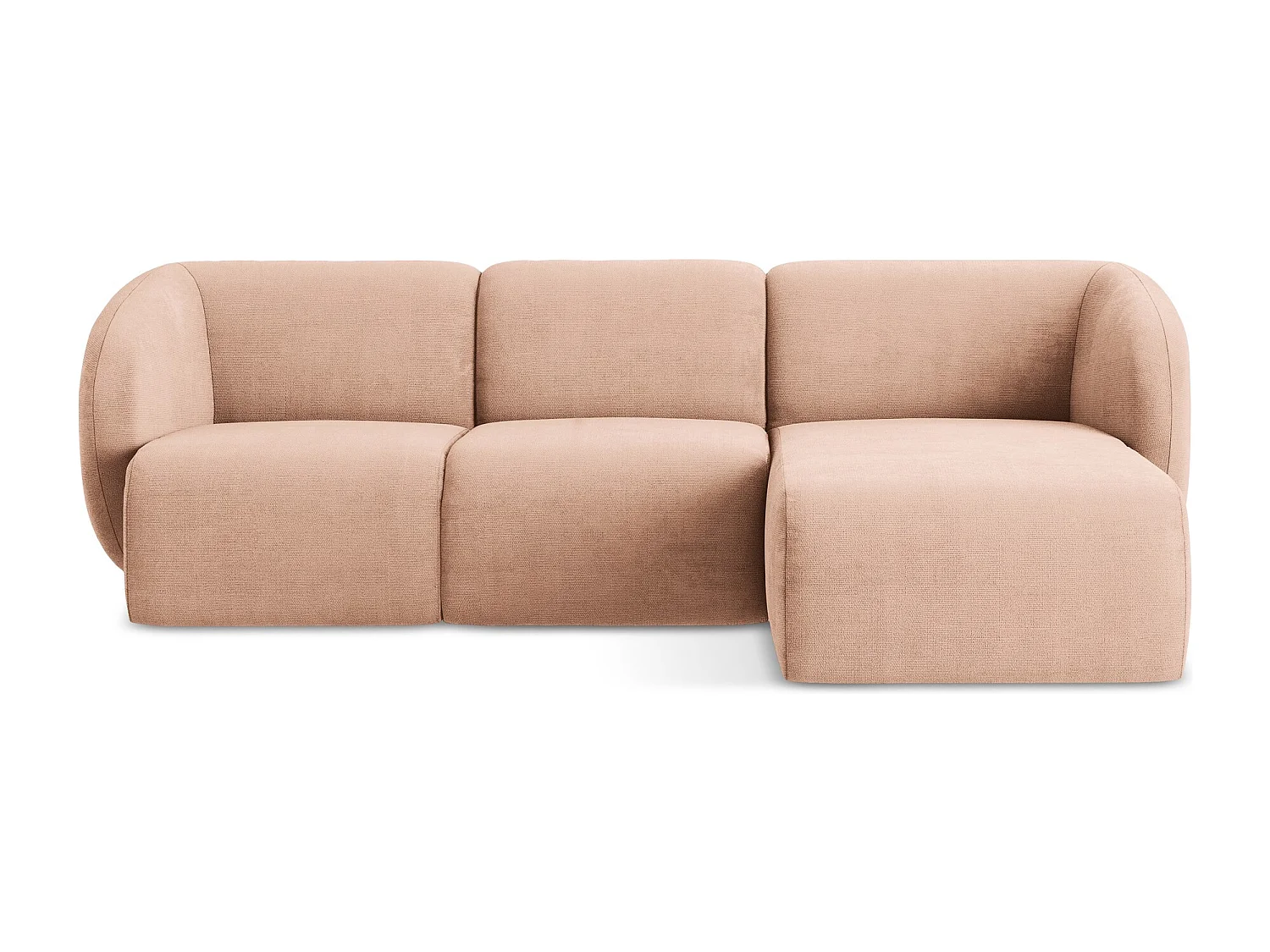 Canapé d'angle 3 places modulaire droit en tissu chenille - pêche - LANI