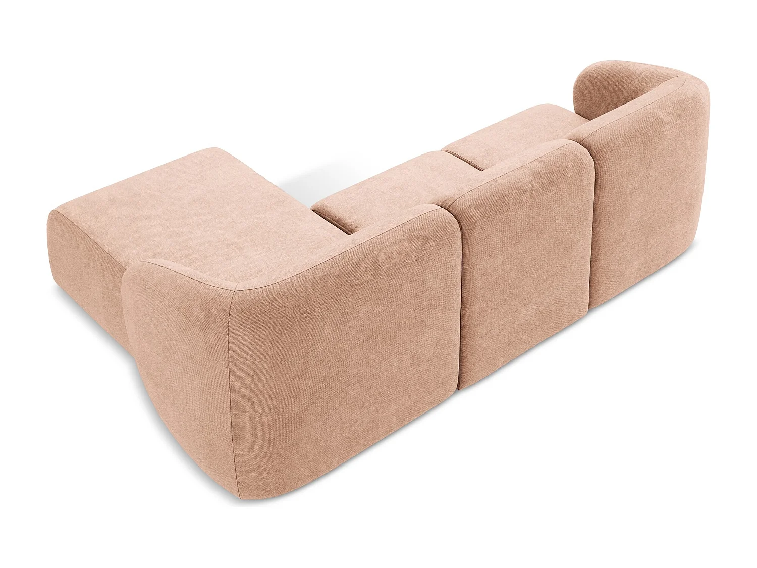 Canapé d'angle 3 places modulaire droit en tissu chenille - pêche - LANI