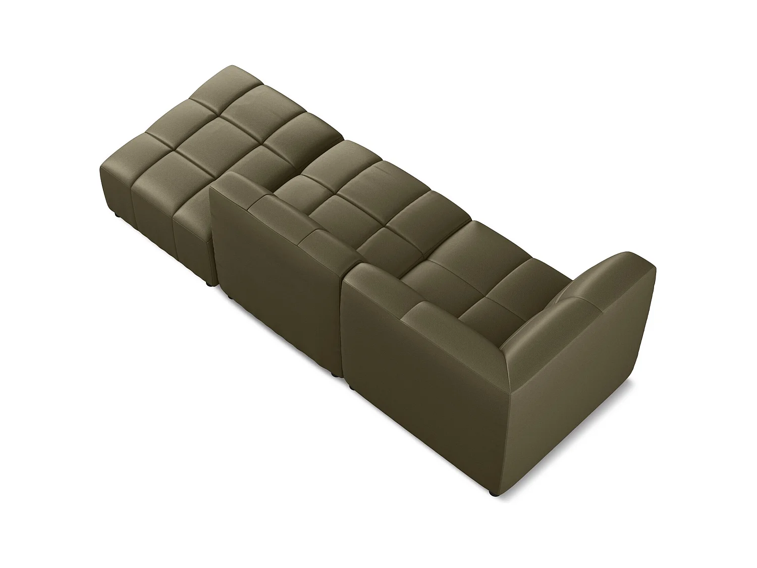 Modulaire hoekbank rechts van olijfgroen kunstleer - ALOHA