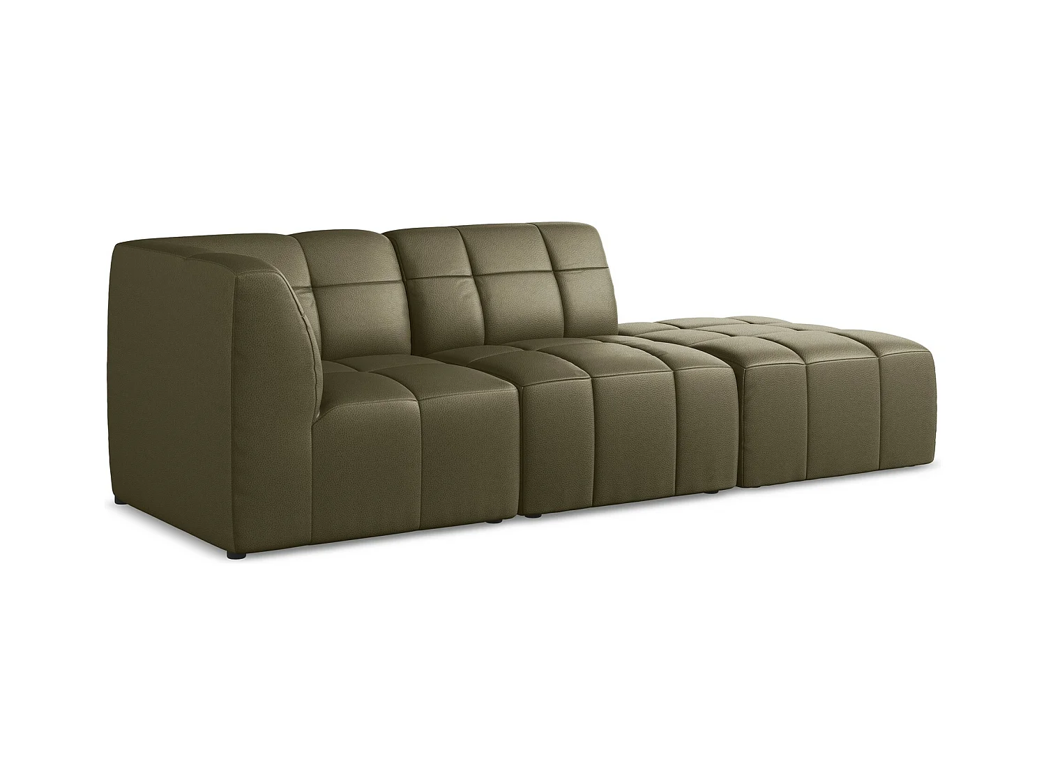 3-Sitzer Modulares Ecksofa - Ecke Rechts - Kunstleder - Olive - ALOHA