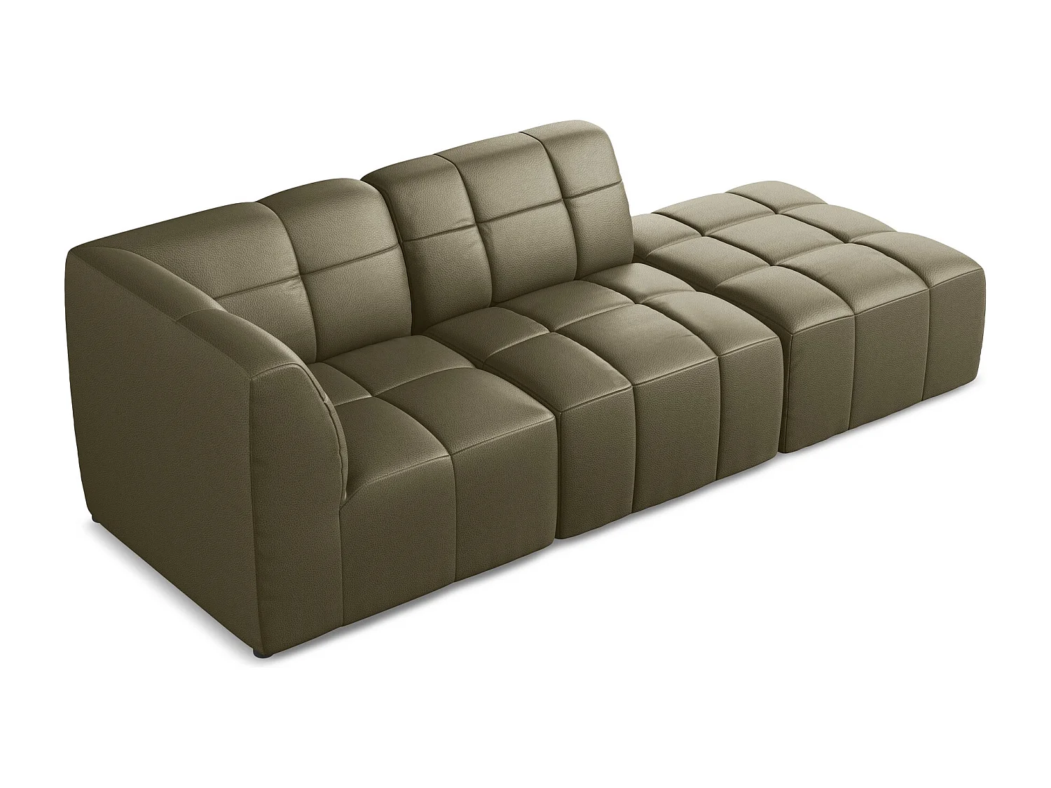 Canapé d'angle 3 places modulaire droit en similicuir - olive - ALOHA