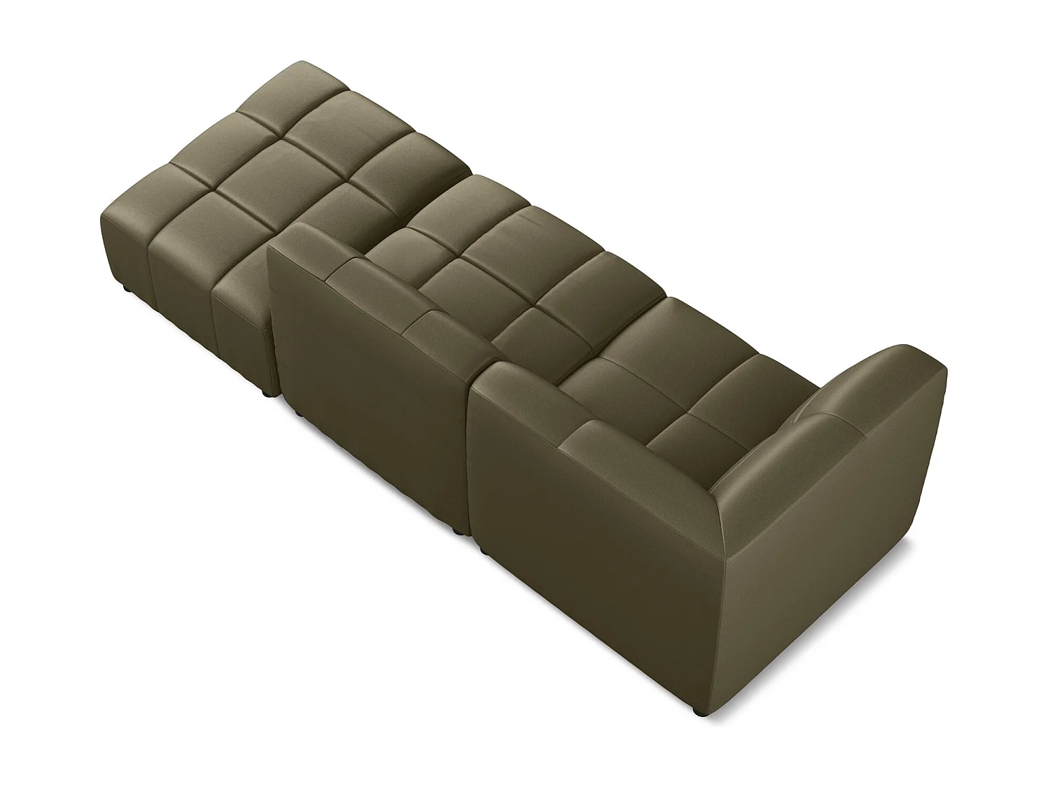 Canapé d'angle 3 places modulaire droit en similicuir - olive - ALOHA