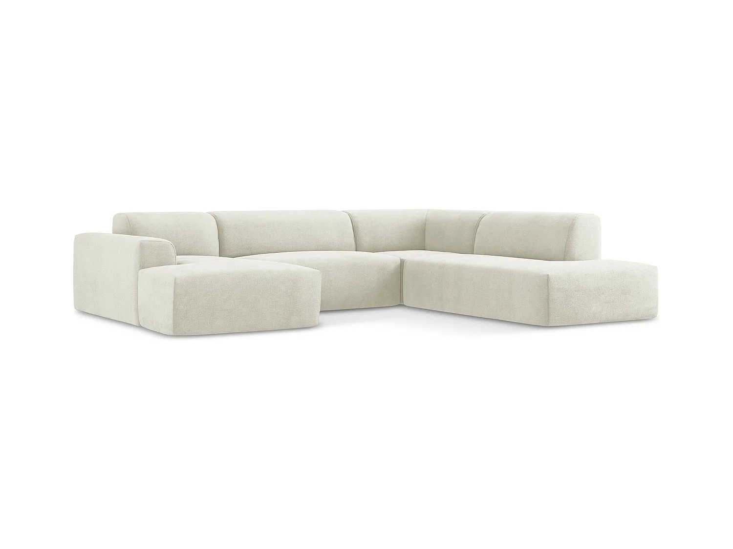 Große Wohnlandschaft Rechts - - Strukturstoff - Beige - KELI