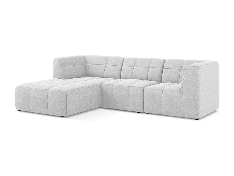 Modulaire hoekbank links van zilver bouclé - ALOHA