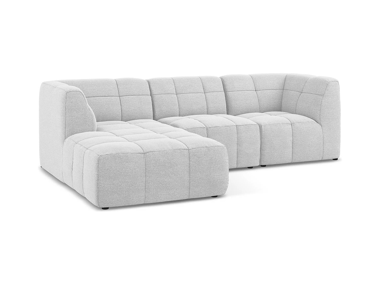 Narożnik lewostronny - z tkaniny bouclé - srebrny - ALOHA