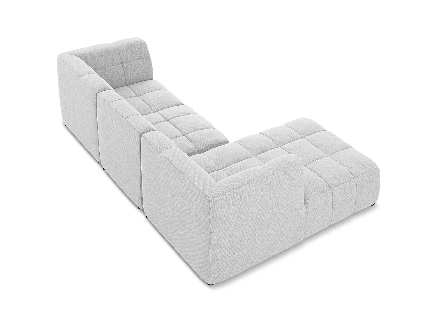 Narożnik lewostronny - z tkaniny bouclé - srebrny - ALOHA