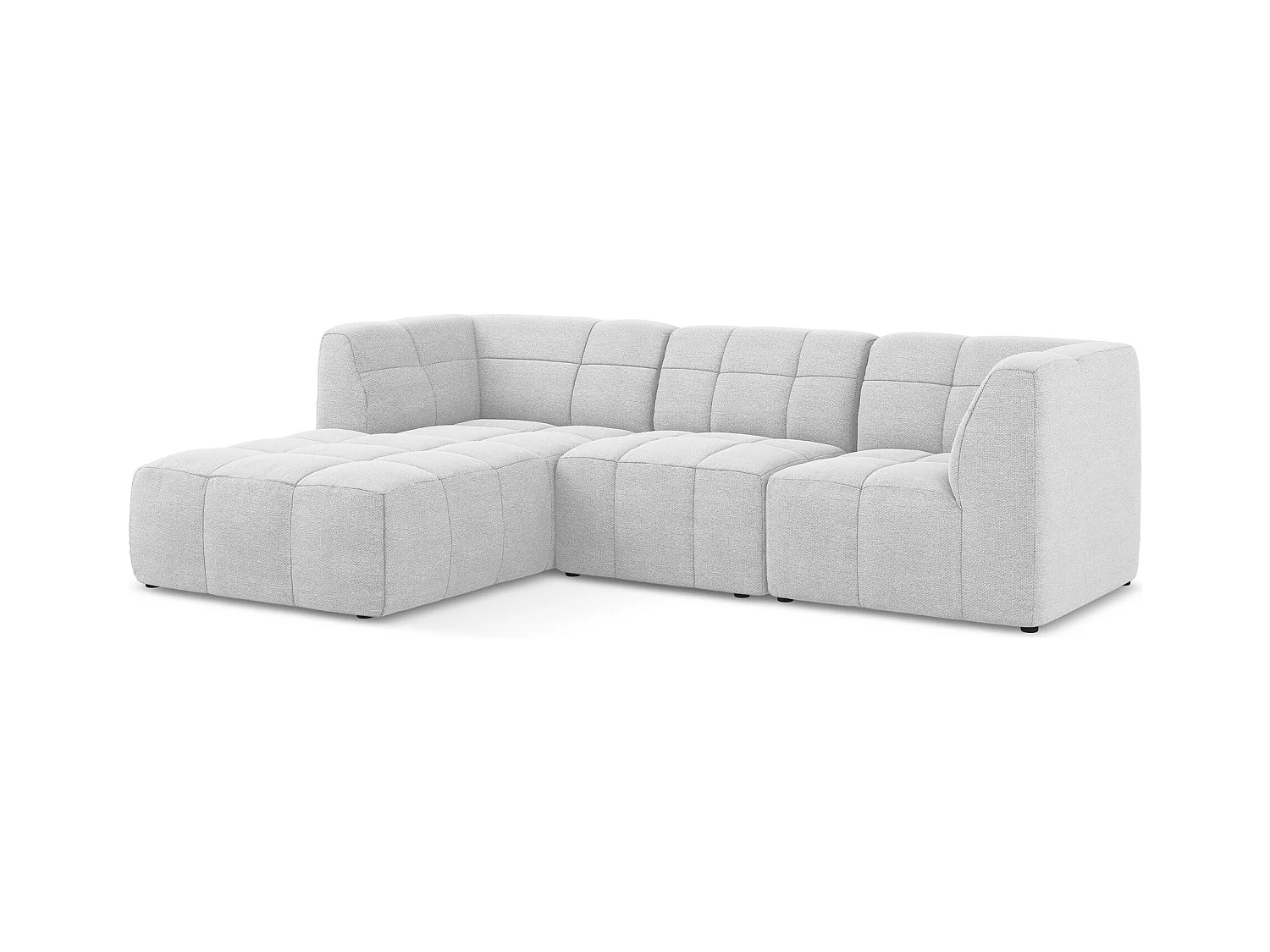 Canapé d'angle 3 places modulaire gauche en tissu bouclette - argent - ALOHA