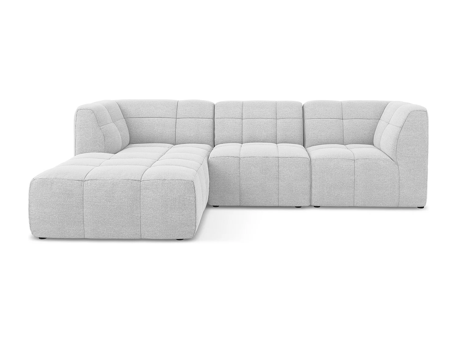 Modulaire hoekbank links van zilver bouclé - ALOHA