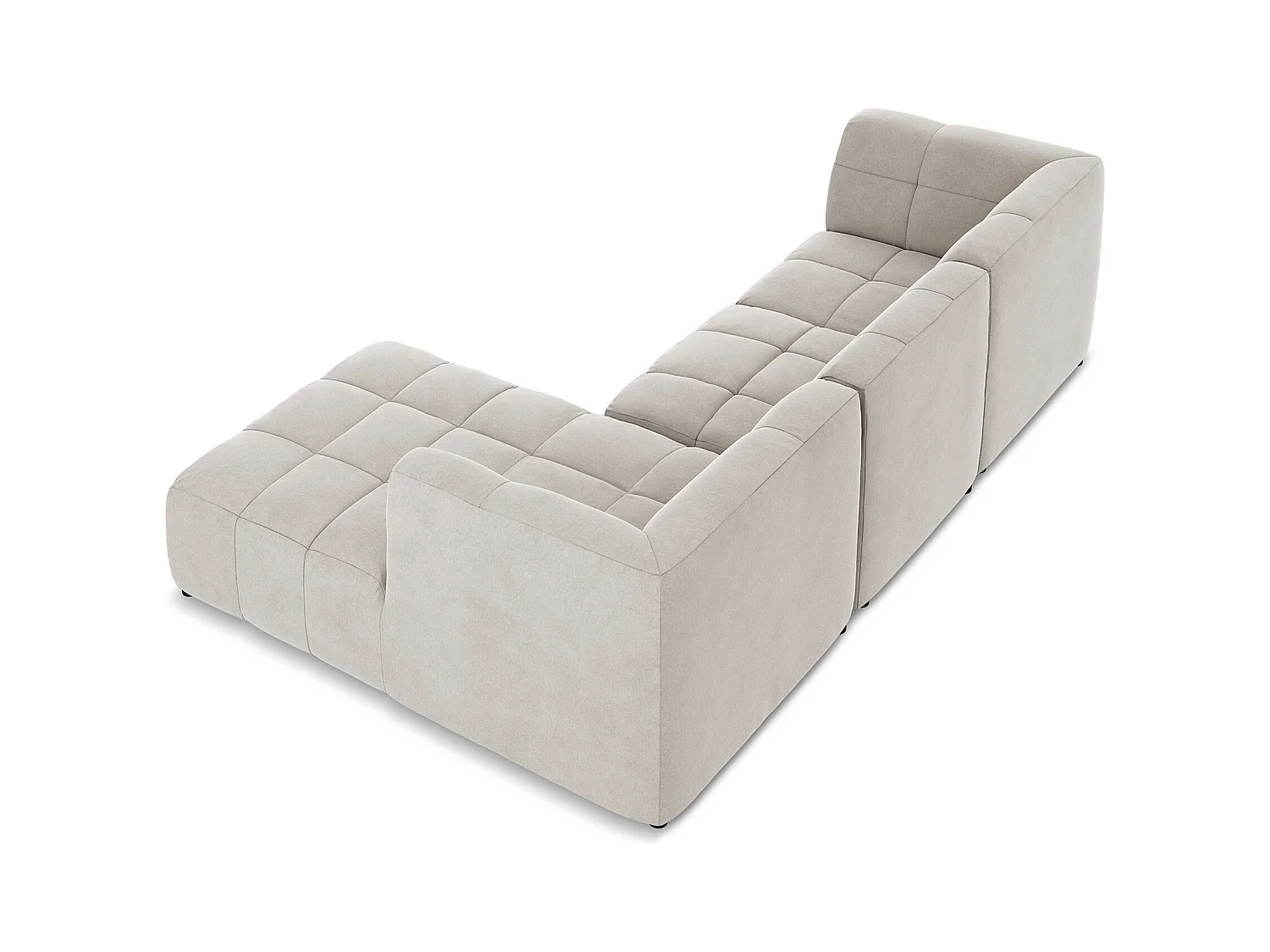 Canapé d'angle 3 places modulaire droit en velours - beige clair - ALOHA