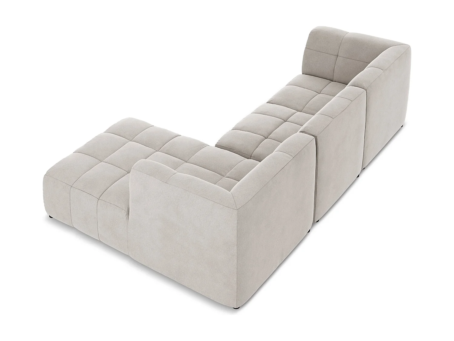 Canapé d'angle 3 places modulaire droit en velours - beige clair - ALOHA