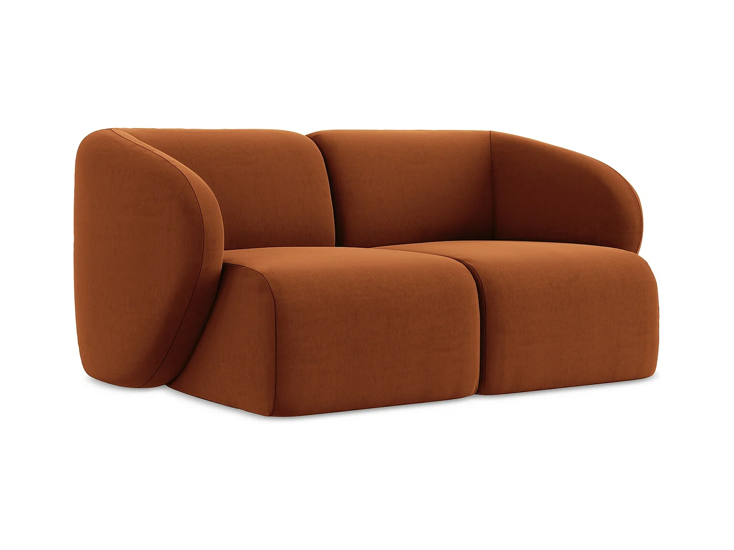 2-Sitzer Sofa - - Samt - Terrakotta - LANI