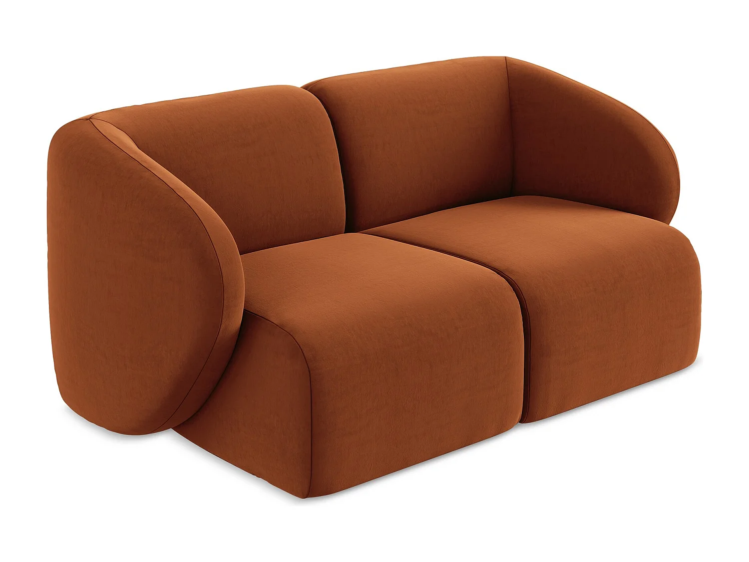 2-Sitzer Sofa - - Samt - Terrakotta - LANI