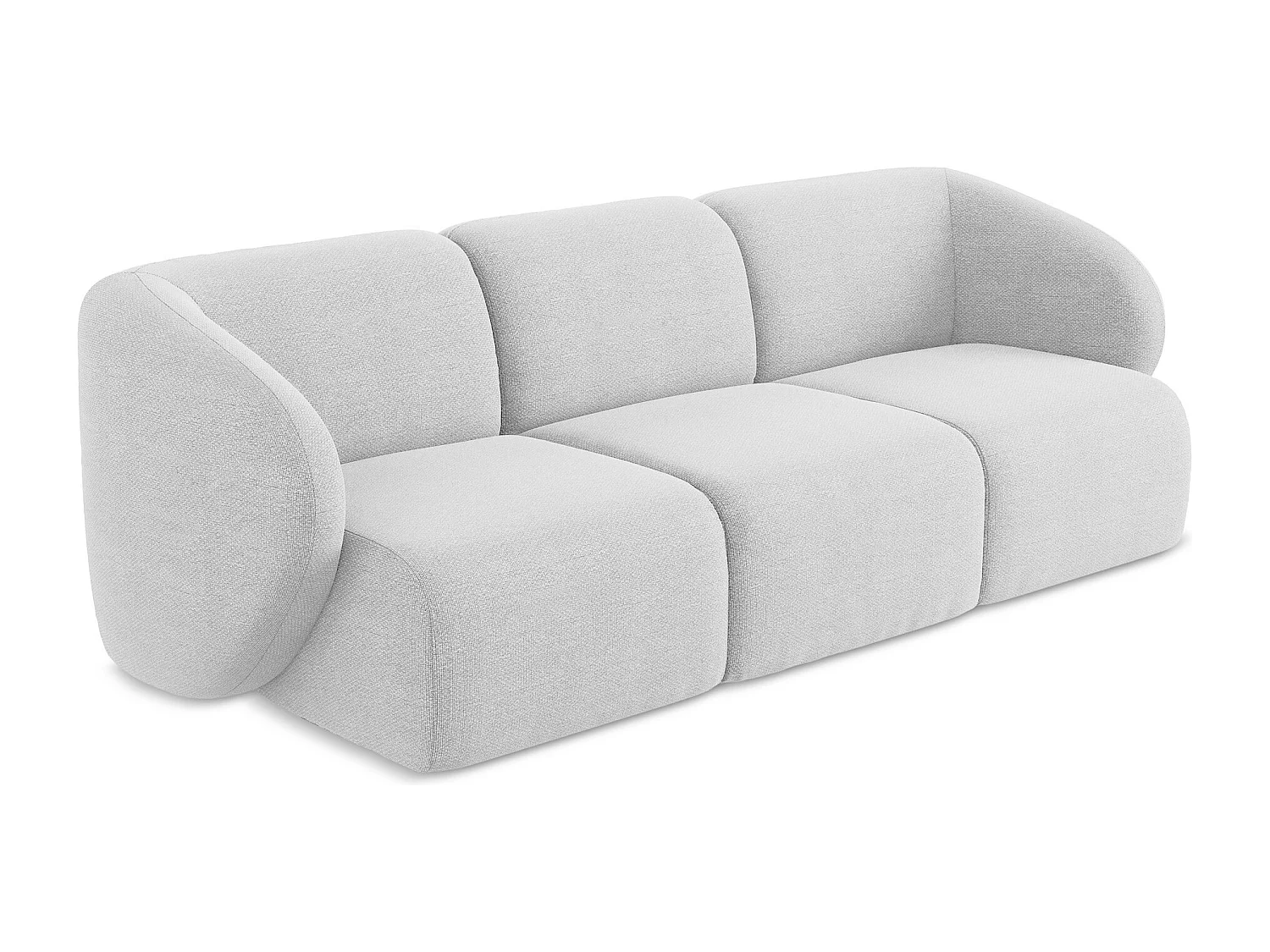 Canapé modulable 3 places en tissu bouclette - argent - LANI