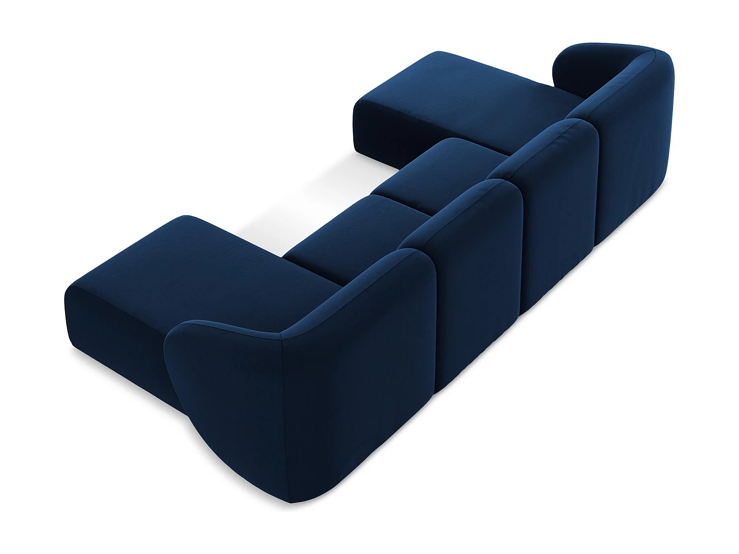 Canapé panoramique 4 places en velours - bleu royal - LANI