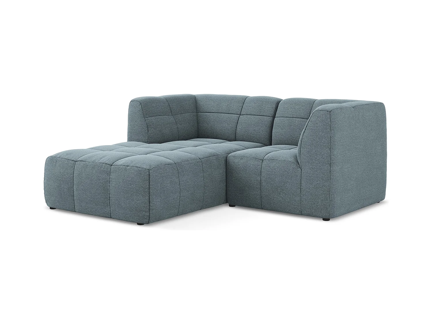 Narożnik lewostronny - z tkaniny bouclé - jeans - ALOHA