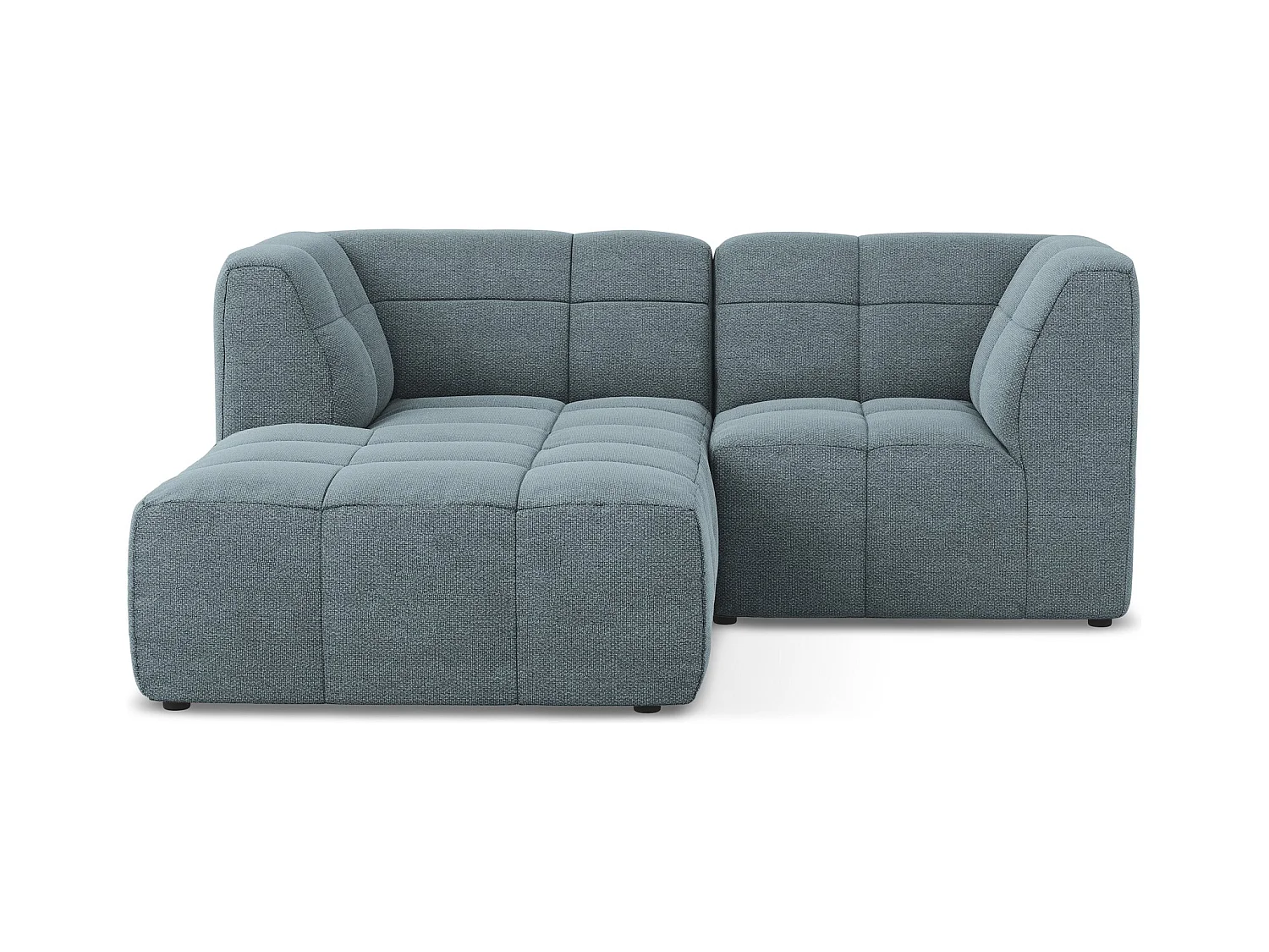 Narożnik lewostronny - z tkaniny bouclé - jeans - ALOHA