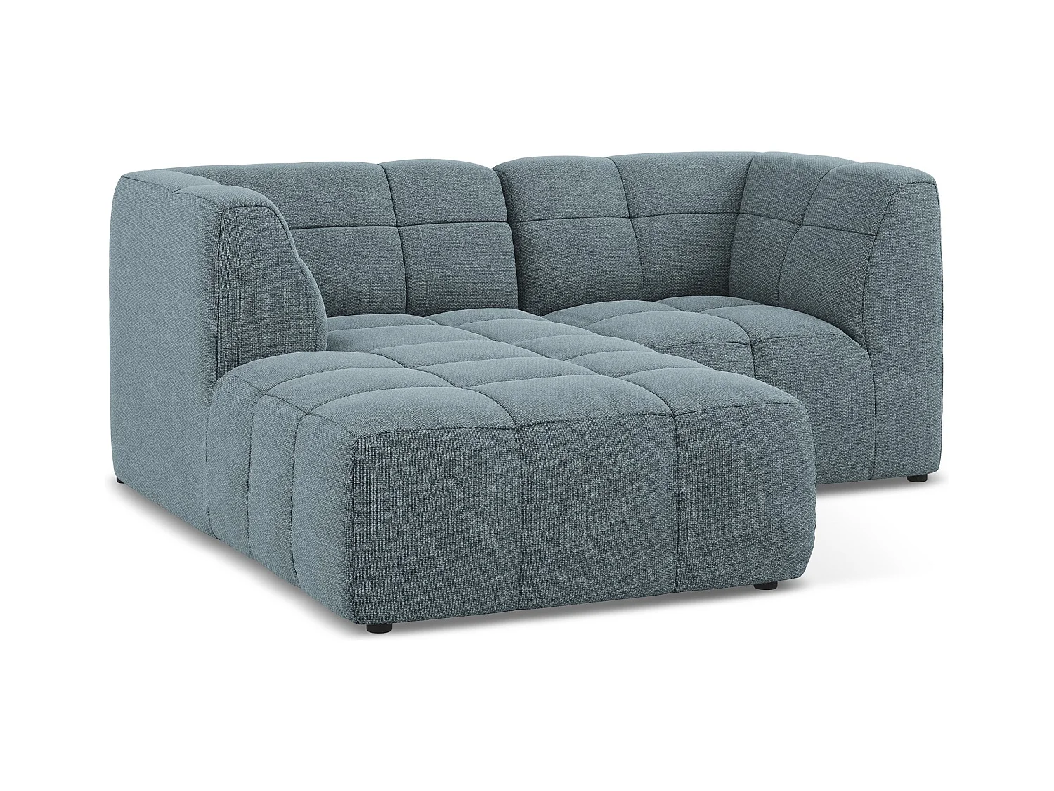 Narożnik lewostronny - z tkaniny bouclé - jeans - ALOHA