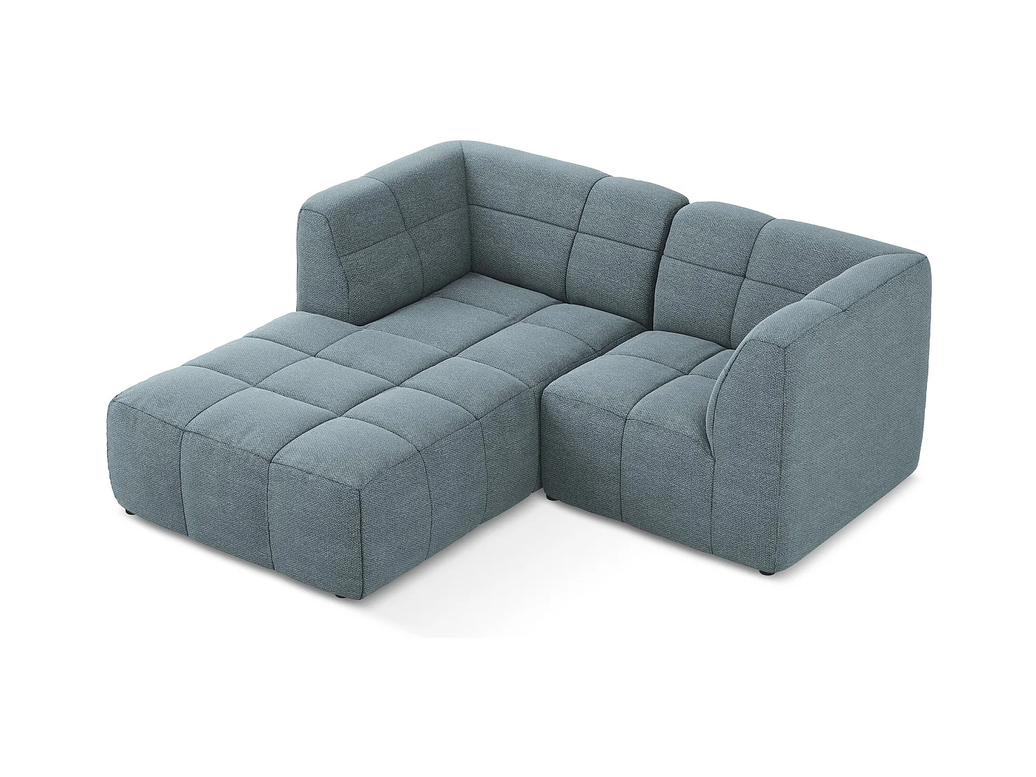 Narożnik lewostronny - z tkaniny bouclé - jeans - ALOHA