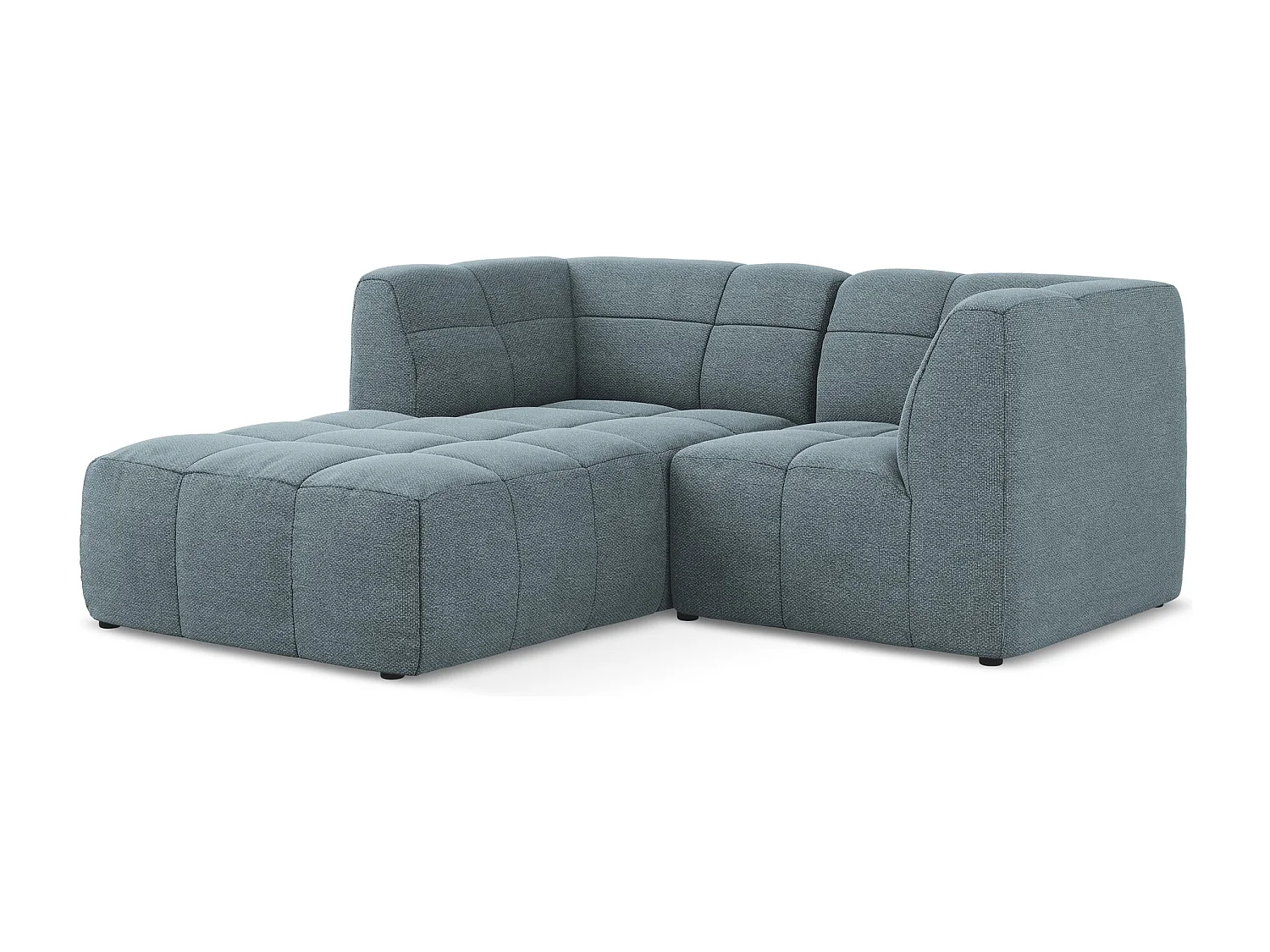 Narożnik lewostronny - z tkaniny bouclé - jeans - ALOHA