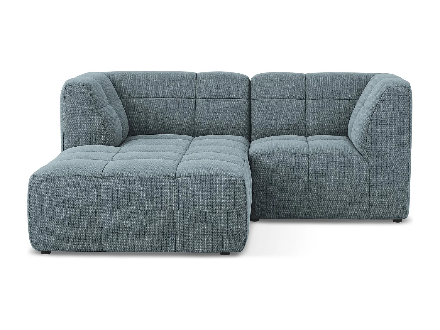 Narożnik lewostronny - z tkaniny bouclé - jeans - ALOHA