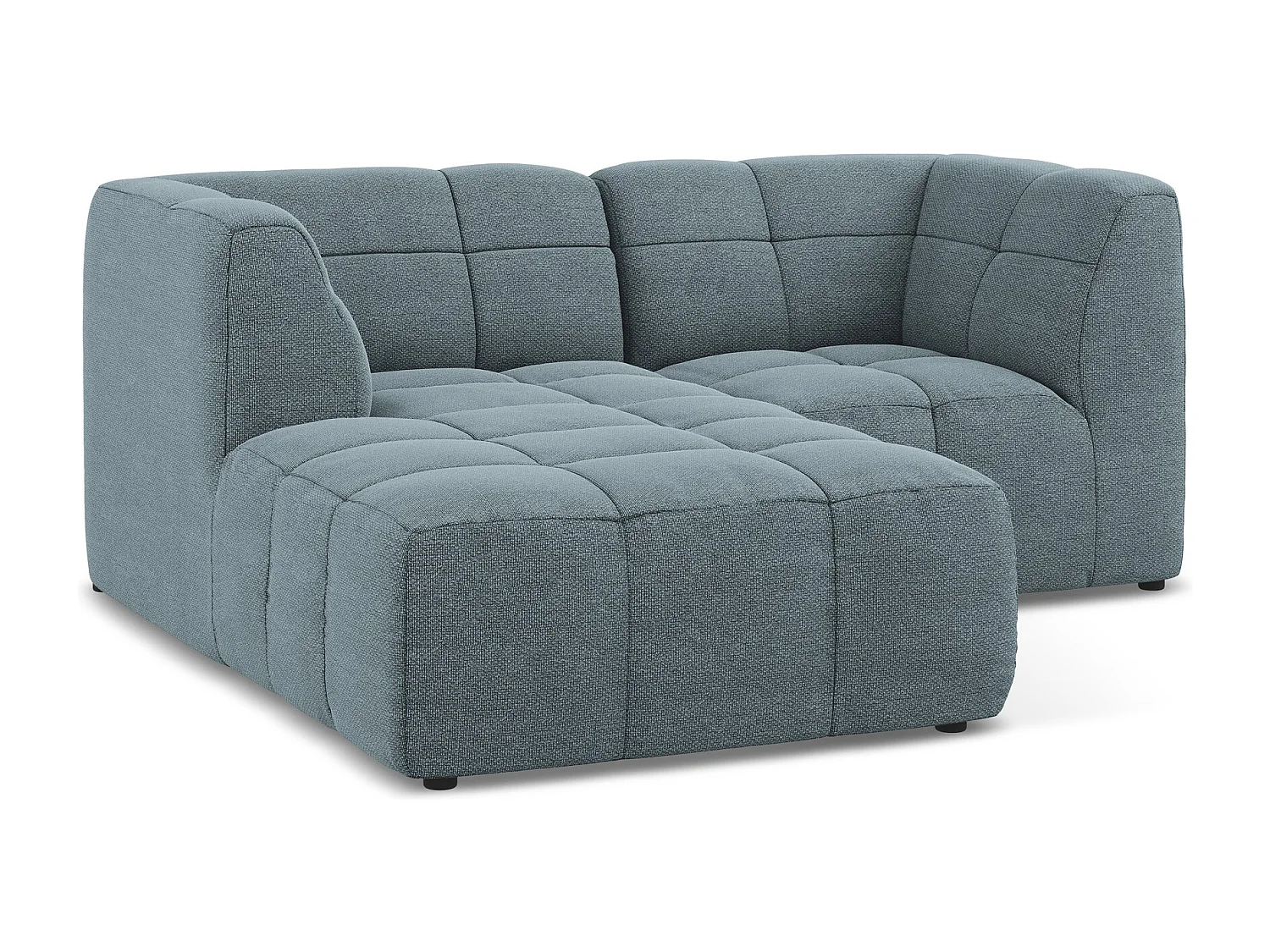 Narożnik lewostronny - z tkaniny bouclé - jeans - ALOHA