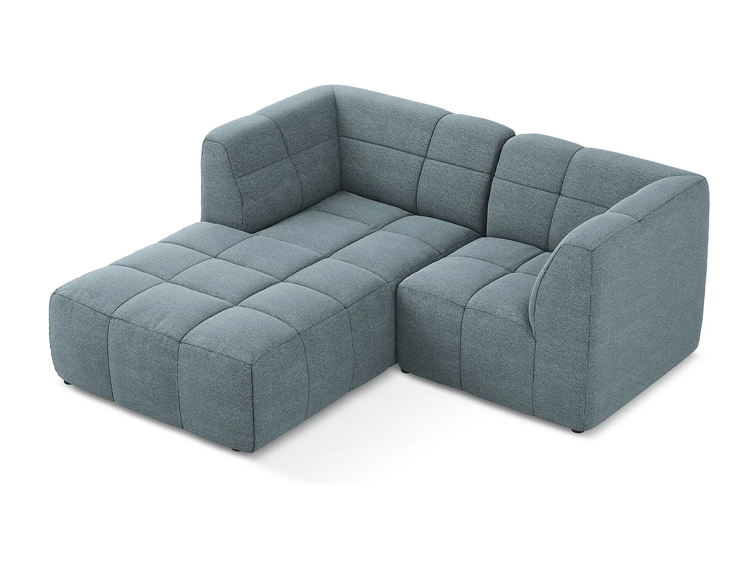 Narożnik lewostronny - z tkaniny bouclé - jeans - ALOHA