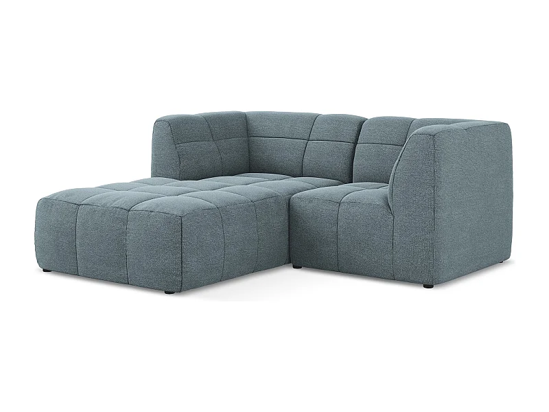 Canapé d'angle 2,5 places modulaire gauche en tissu bouclette - jeans - ALOHA