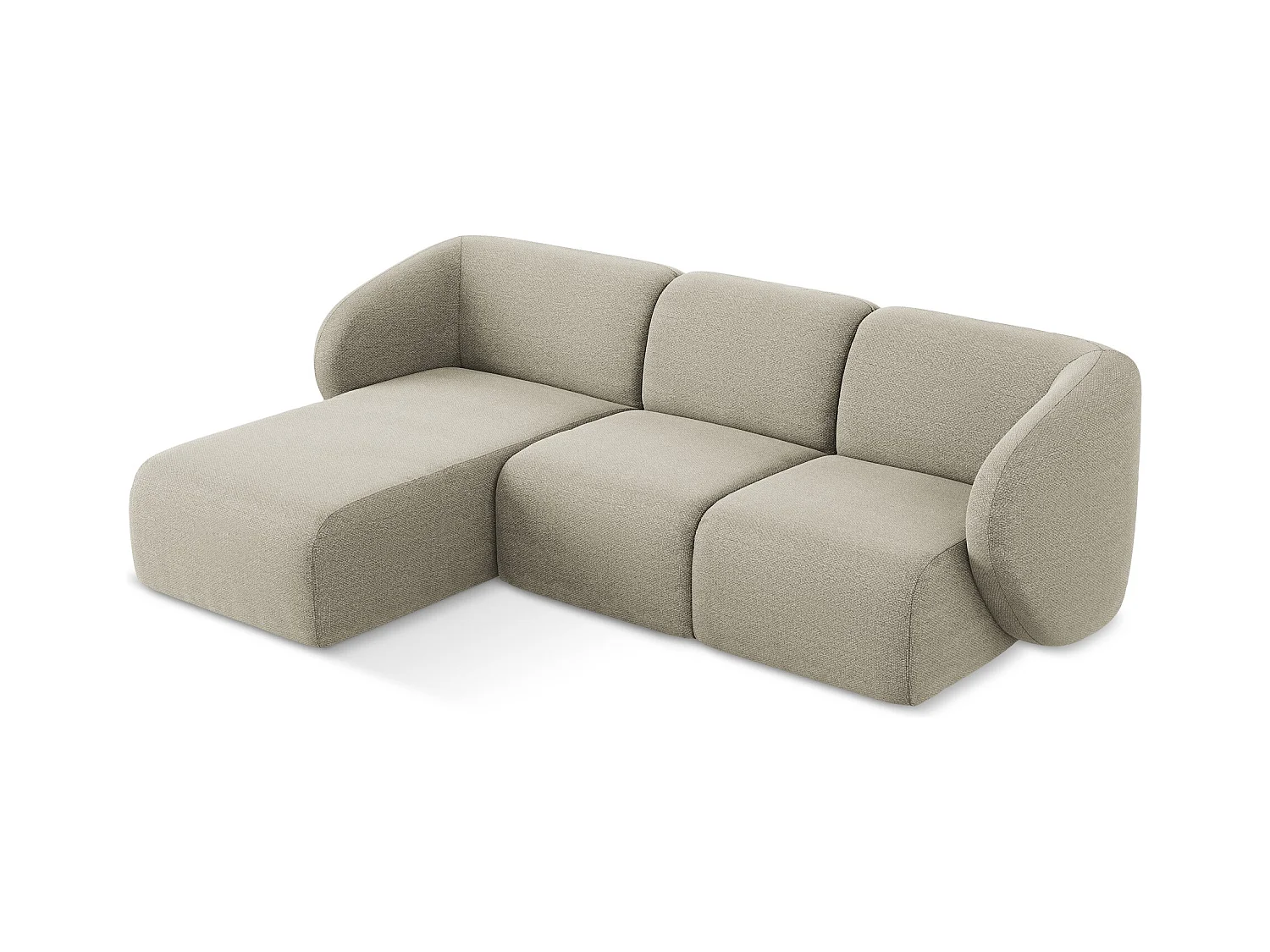 3-Sitzer Modulares Ecksofa - Ecke Links - Bouclé - Taupe - LANI