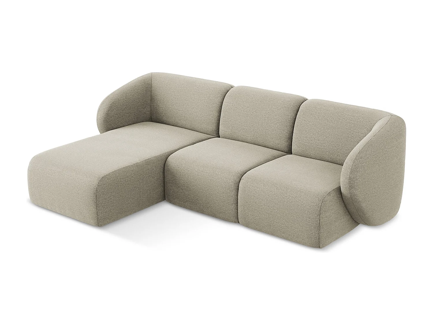 Modulaire hoekbank links van taupe bouclé - LANI