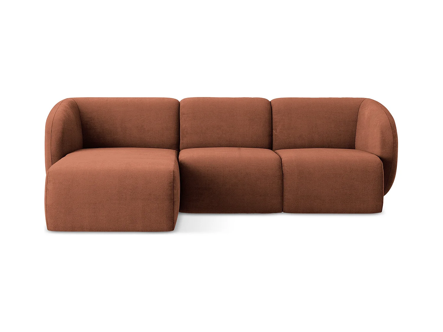 Canapé d'angle 3 places modulaire gauche en tissu chenille - terre cuite - LANI