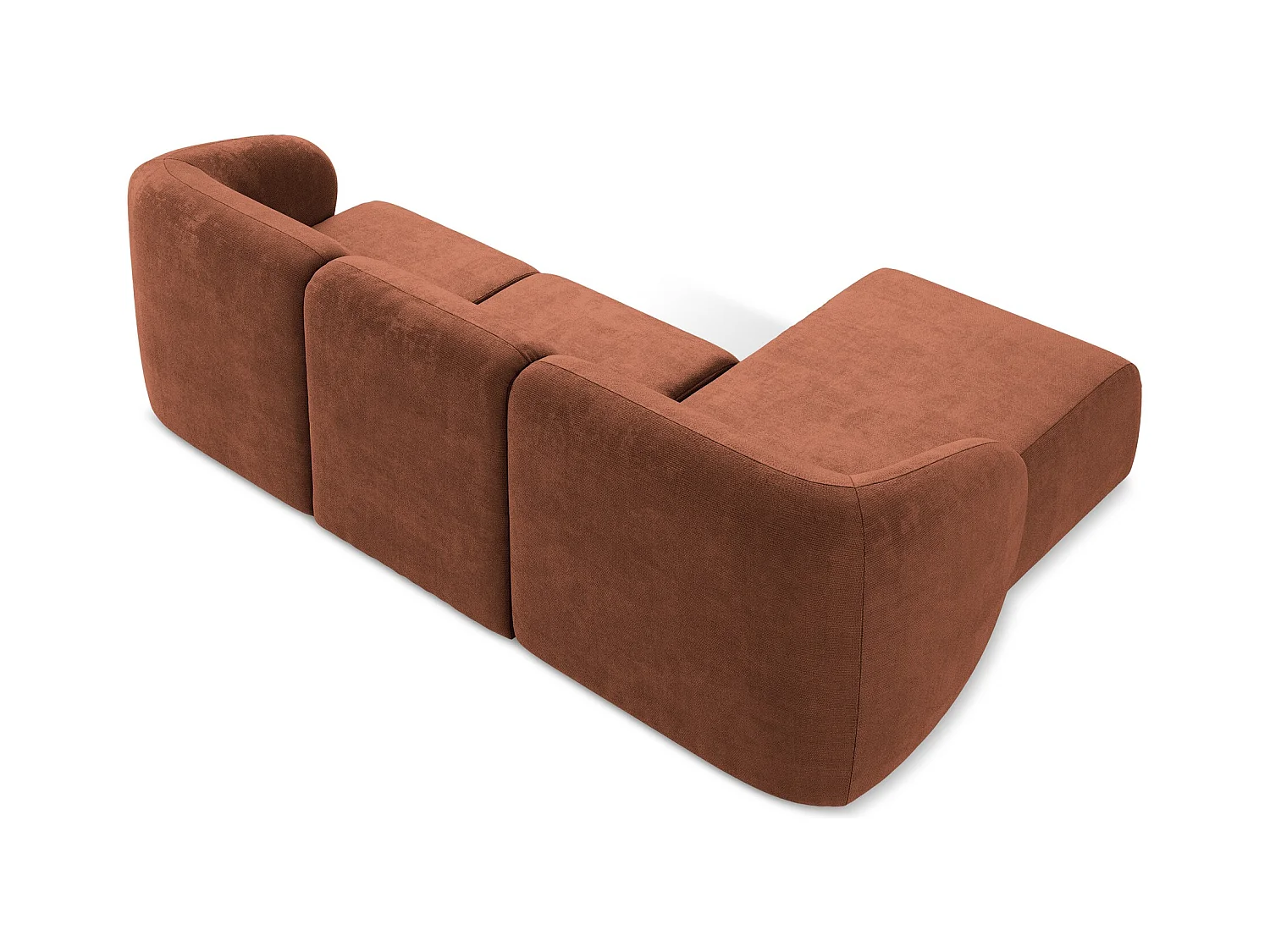 Canapé d'angle 3 places modulaire gauche en tissu chenille - terre cuite - LANI