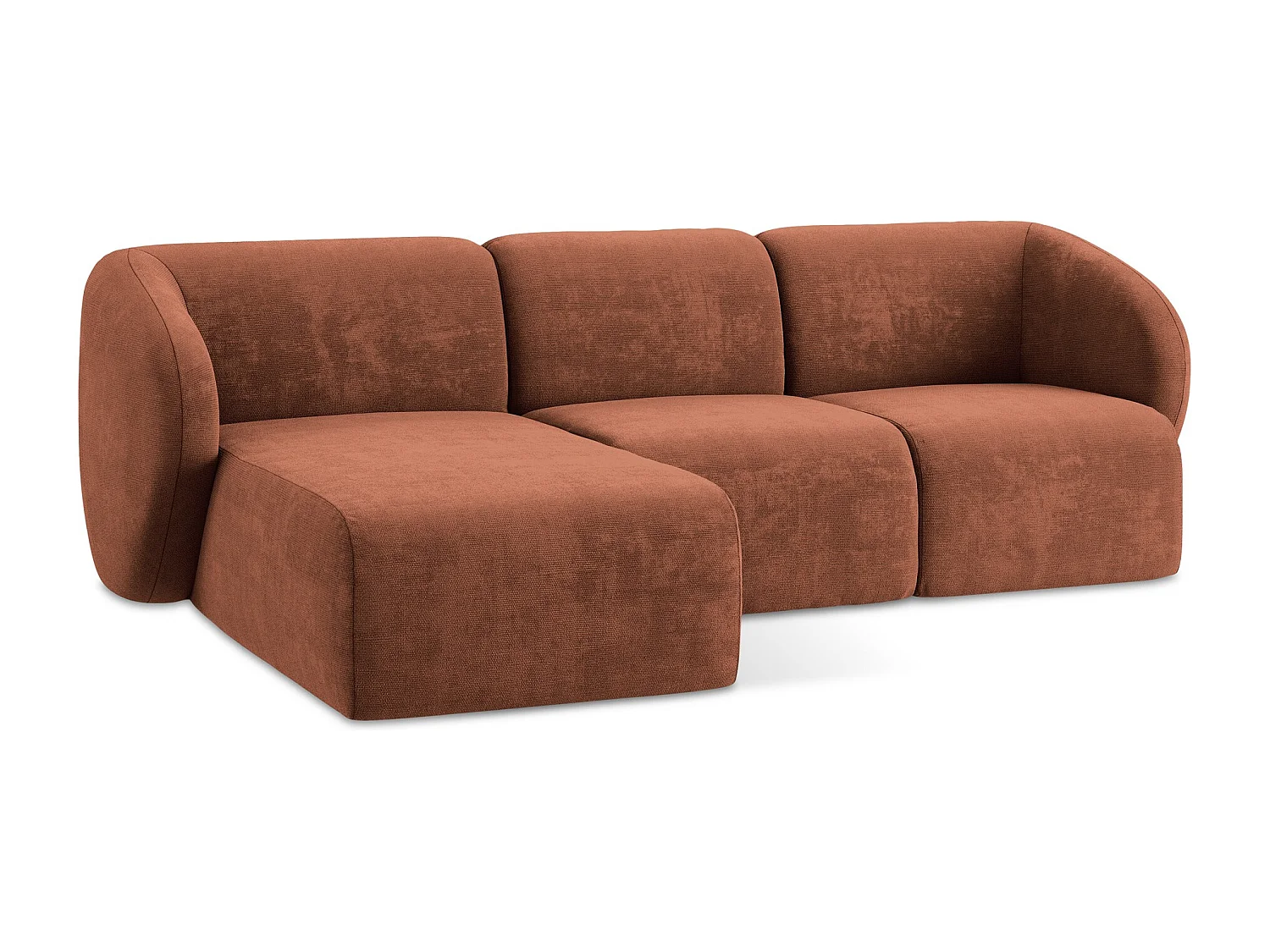 3-Sitzer Modulares Ecksofa - Ecke Links - Chenille - Terrakotta - LANI