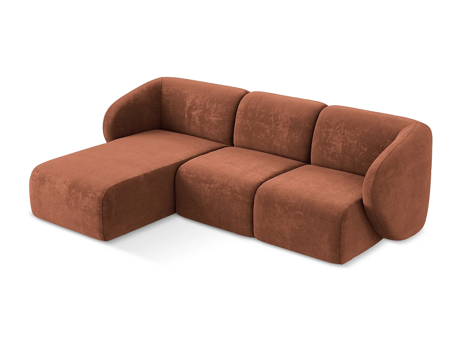 3-Sitzer Modulares Ecksofa - Ecke Links - Chenille - Terrakotta - LANI