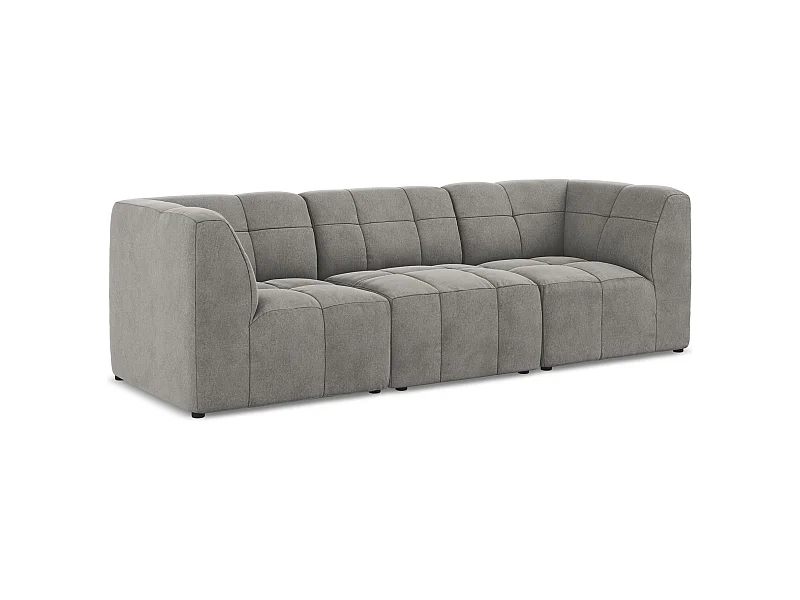Modulares 3-Sitzer Sofa - - Samt - Grau - ALOHA