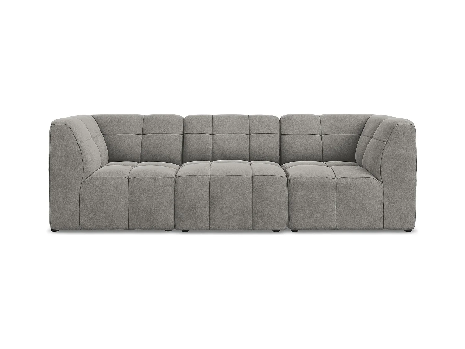 Driezits modulaire bank van grijs velours - ALOHA