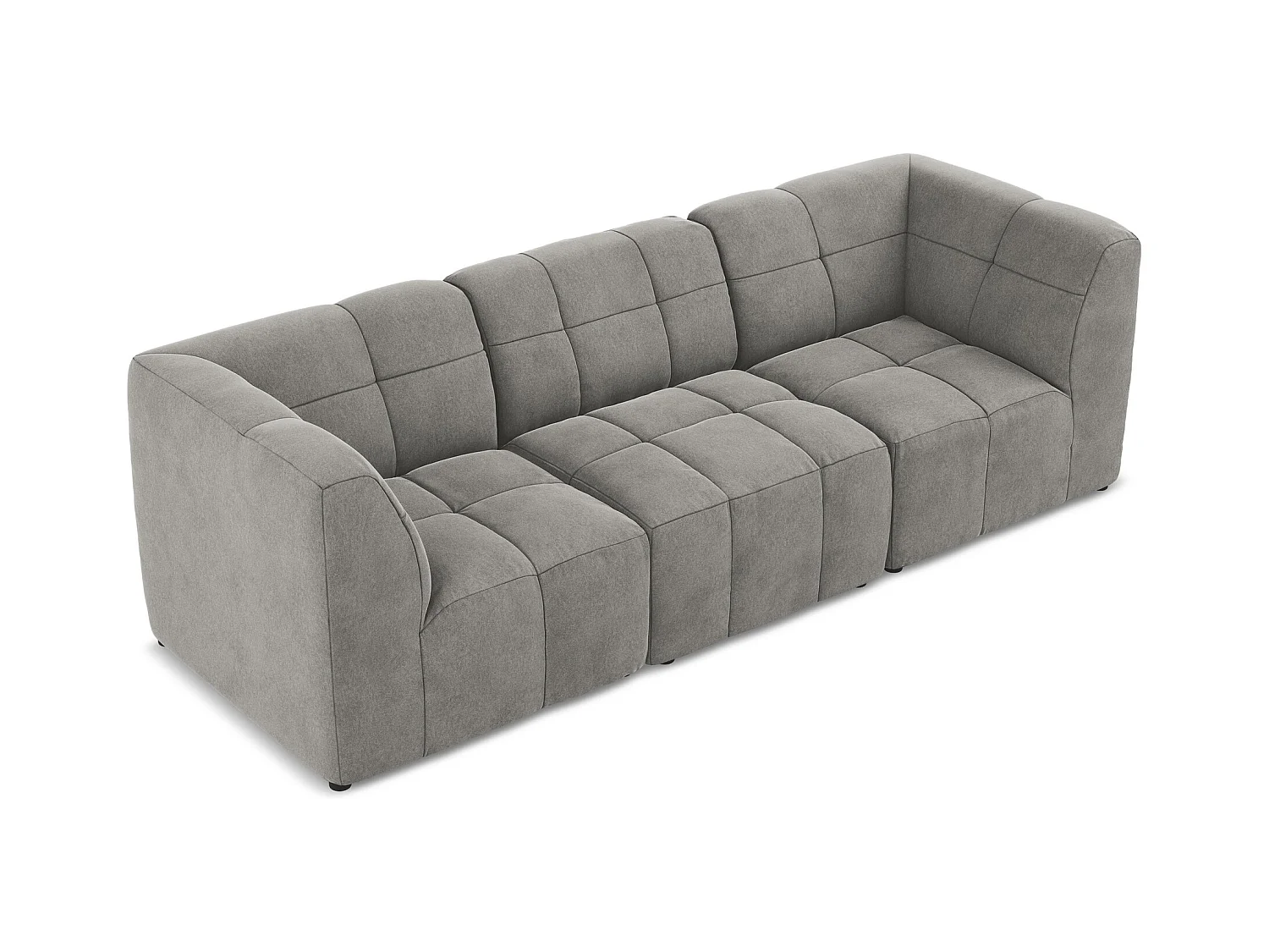 Driezits modulaire bank van grijs velours - ALOHA