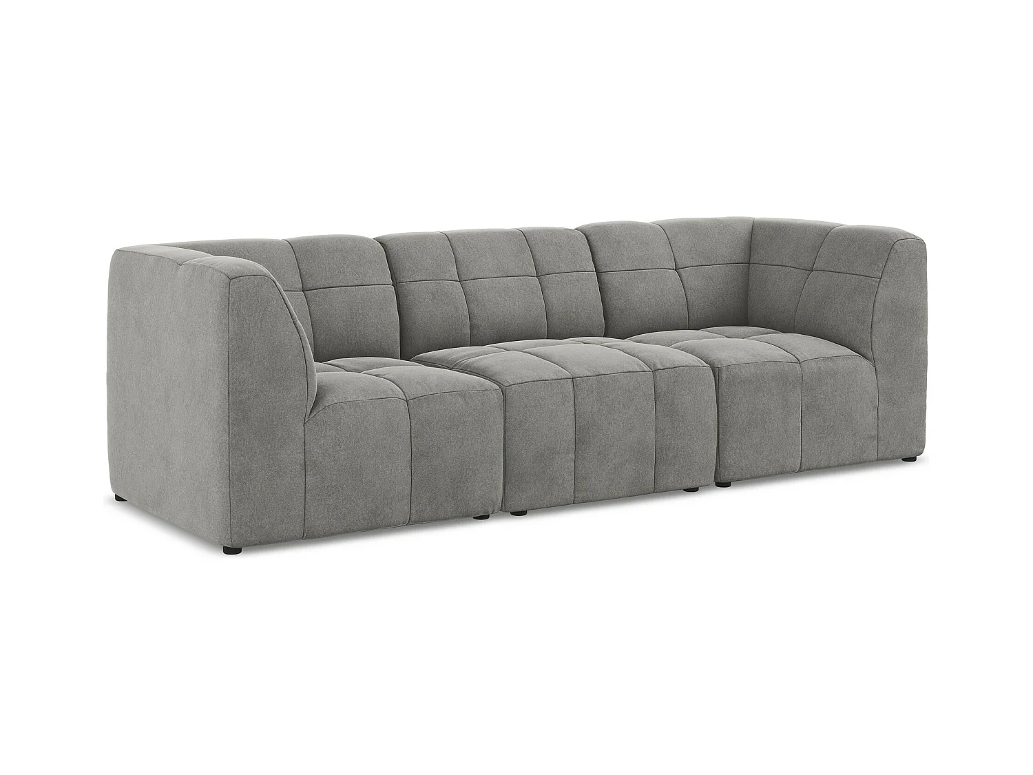 Canapé modulable 3 places en velours - gris - ALOHA