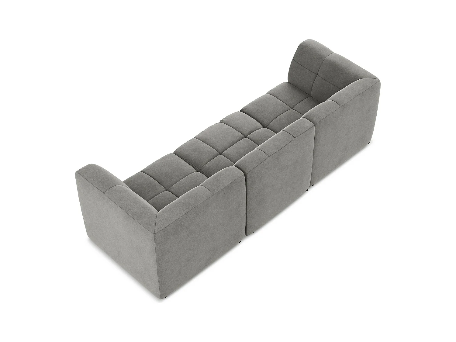 Canapé modulable 3 places en velours - gris - ALOHA