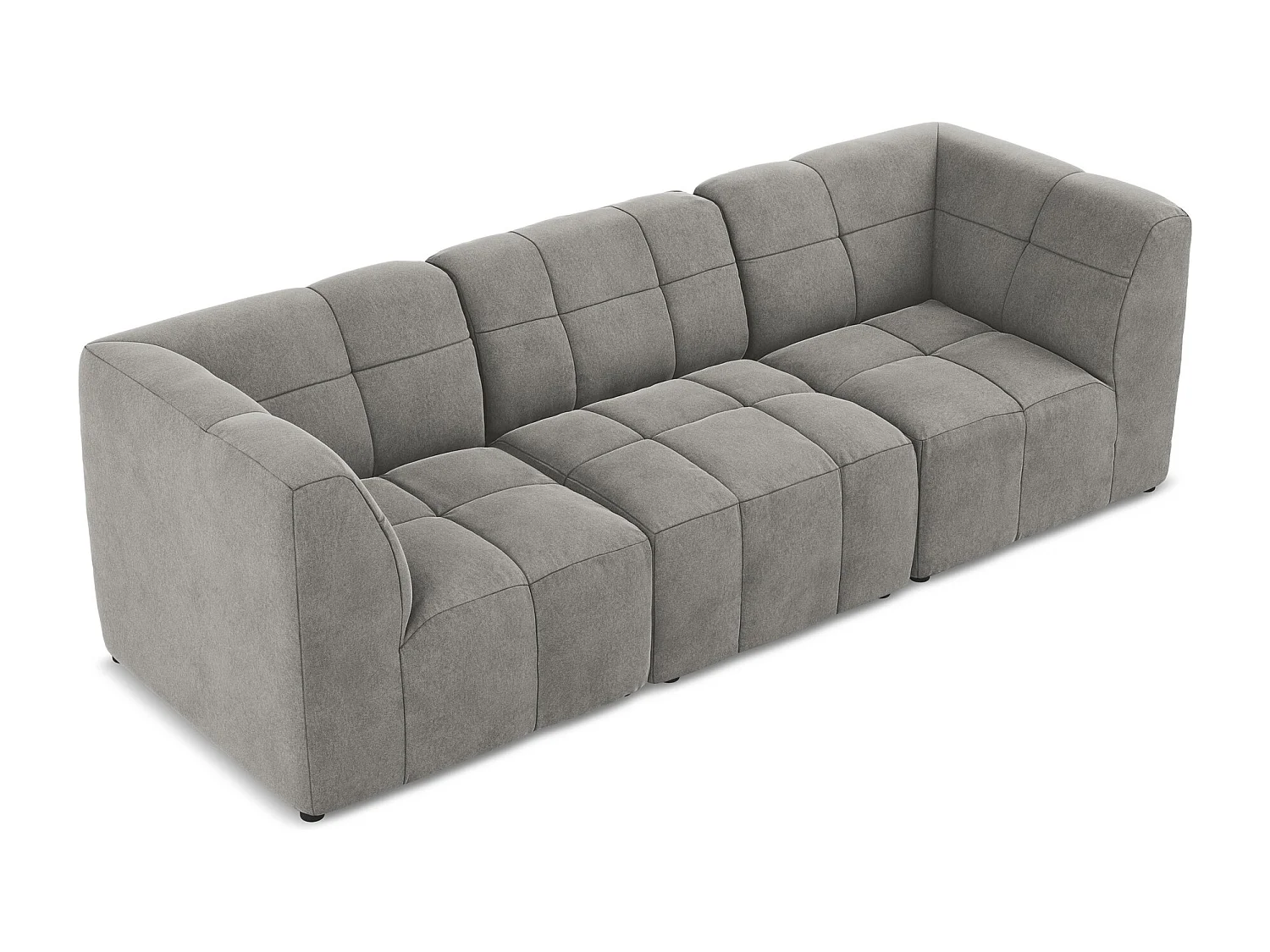 Canapé modulable 3 places en velours - gris - ALOHA