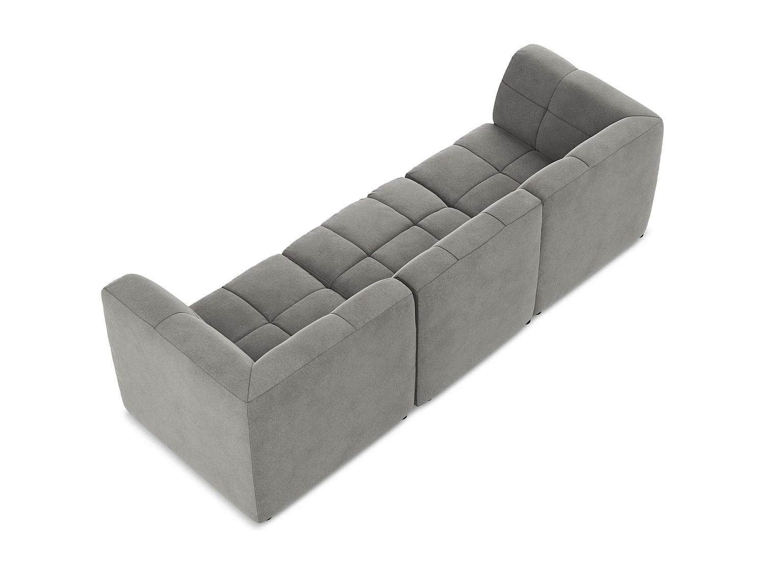 Canapé modulable 3 places en velours - gris - ALOHA